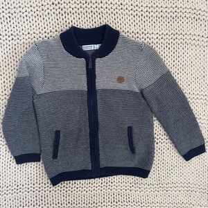 MAYORAL Baby Boy's Navy Stripped Textured Knit Cardigan Size 18 Months